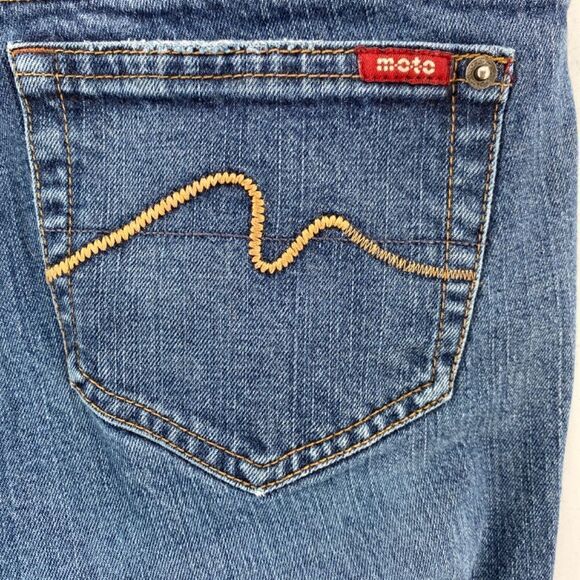 🎁5/$25 Moto Jeans Women 30 Skinny 5 Pocket Blue Denim Full Zip Button Closure - Picture 14 of 16